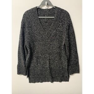 Athleta Black Speckled Wool Blend Long Oversized Sweater Size Small